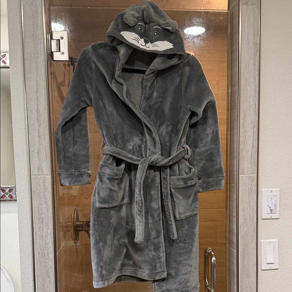 L.L. Bean Gray Kids Pajama Robe with Animal Hood